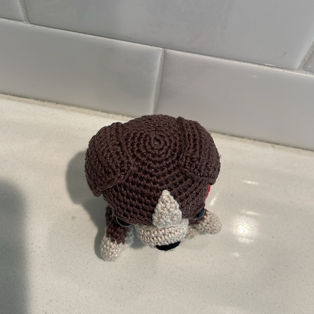 Handcrafted Puppy Dog with Bow Amigurumi Crochet Figure Toy Pet - Picture 8 of 11